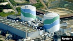 日本鹿儿岛县萨摩川内核反应堆鸟瞰。