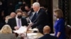 FILE - U.S. Vice President Mike Pence and Speaker of the House Nancy Pelosi take part in a joint session of Congress to certify the 2020 election results on Capitol Hill in Washington, Jan. 6, 2021. 