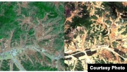 북한 평양지역의 산림 위성사진을 분석한 결과 2005년에 비해 2012년 녹지가 급격히 줄어들고, 산림황폐화가 이미 상당부분 진행 중인 것으로 확인됐다. 한국 산림청이 공개한 2005년(왼쪽)과 2012년의 평양 지역 산림 위성사진.