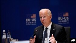 جو بایدن در نشست سران آمریکا و اتحادیه اروپا - ۱۵ ژوئن ۲۰۲۱