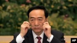 2017年10月19日，在北京举行的中共第十九次党代会期间，新疆党委书记陈全国在新疆代表团会议上。