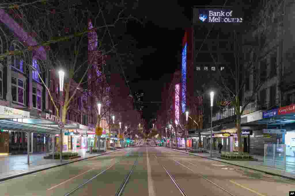 호주 멜버른 중심가가 신종 코로나바이러스 통제 조치의 영향으로 한산한 모습이다.