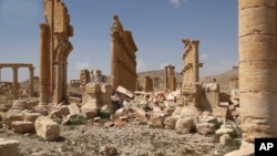 bangunan kuno di Palmyra, Suriah tengah, terlihat rusak parah dalam foto yang dirilis oleh kantor berita resmi pemerintah Suriah, SANAA, 28 Maret 2016 (Foto: dok).