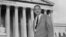 FILE - This Aug. 22, 1958 file photo shows Thurgood Marshall outside the Supreme Court in Washington.