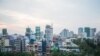 The overview shows a construction boom of new condominiums and apartment buildings in Phnom Penh, Cambodia, Thursday, December 15, 2016. (Khan Sokummono/VOA Khmer)